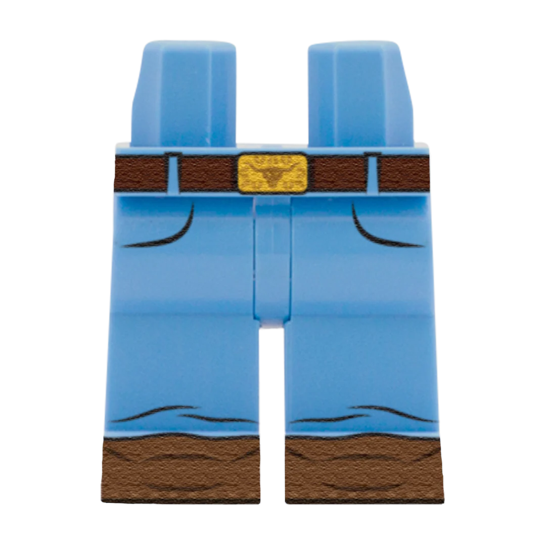 Light Blue Cowboy Jeans with Boots - Custom Printed Minifigure Legs