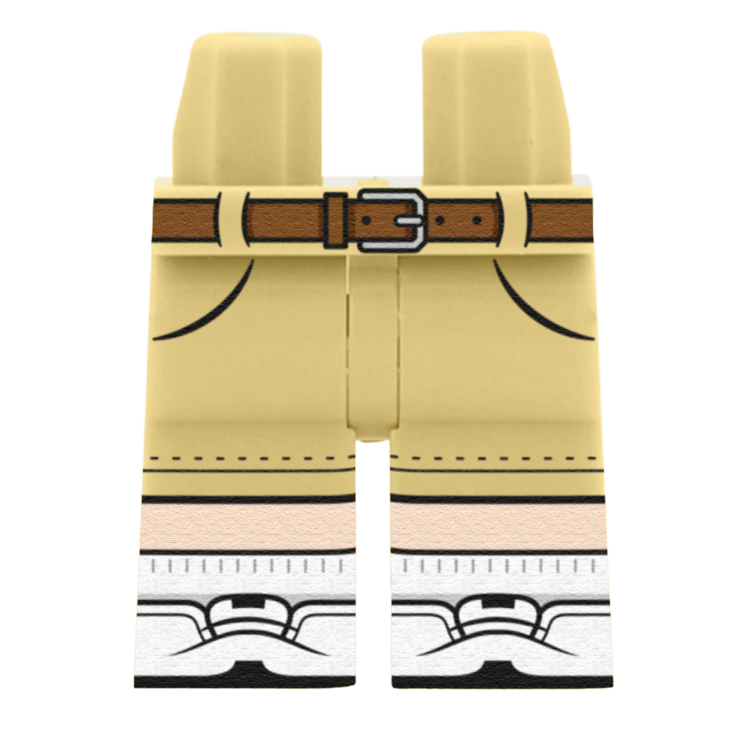 Light Tan Chino Shorts With White Trainers – Custom Printed Legs - Image 2