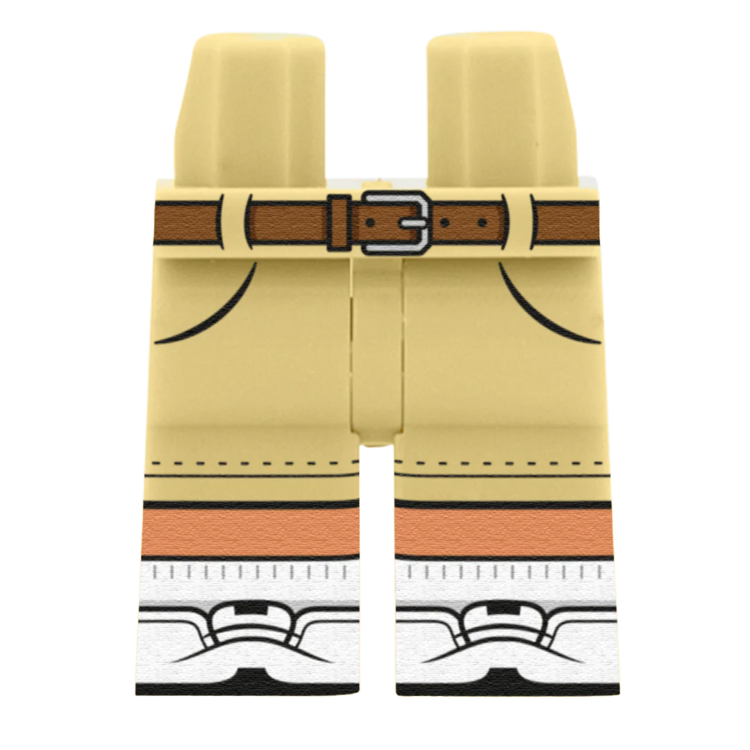 Light Tan Chino Shorts With White Trainers – Custom Printed Legs - Image 3