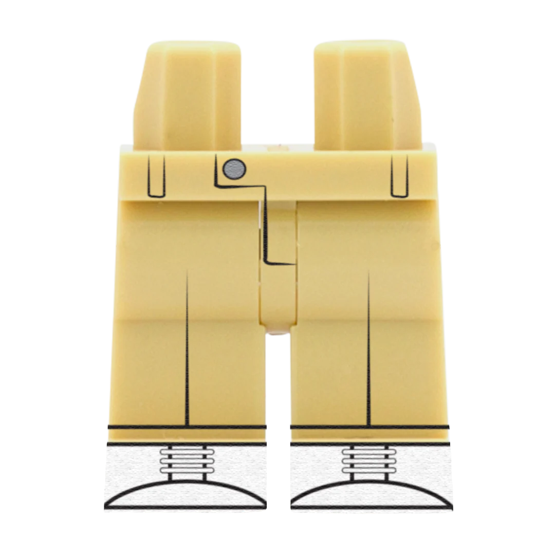 Light Tan Chinos With White Trainers - Custom Printed Minifigure Legs