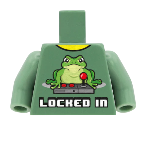 Locked In Frog Graphic T-Shirt - Custom Design Minifigure Torso