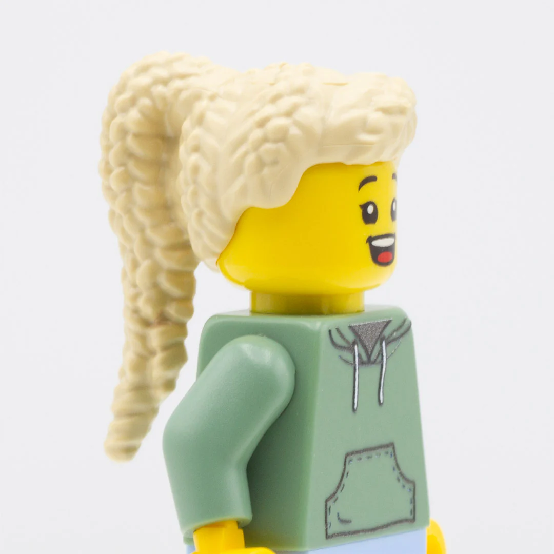Long Blonde Ponytail with Small Braids - LEGO Minifigure Hair - Image 4