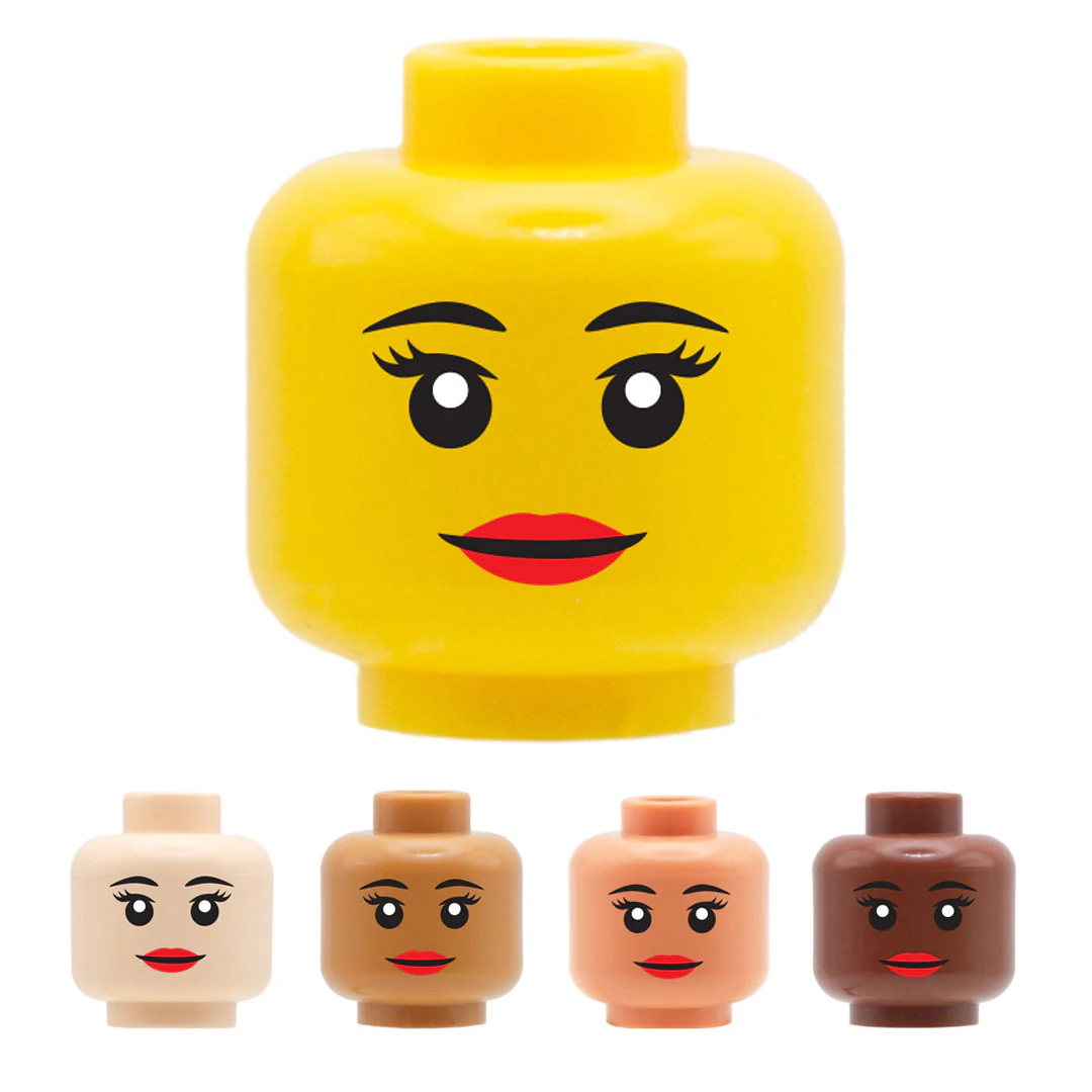 Smile, Red Full Lips - Custom Printed Minifigure Head