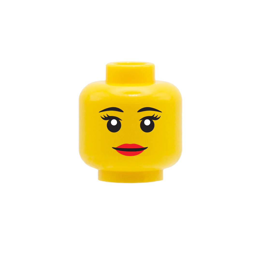 Smile, Red Full Lips - Custom Printed Minifigure Head - Image 2