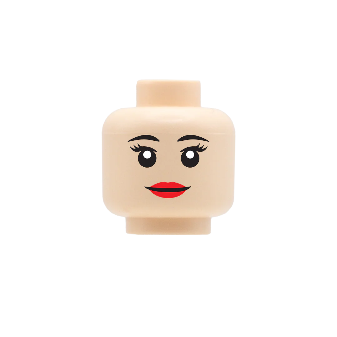 Smile, Red Full Lips - Custom Printed Minifigure Head - Image 3