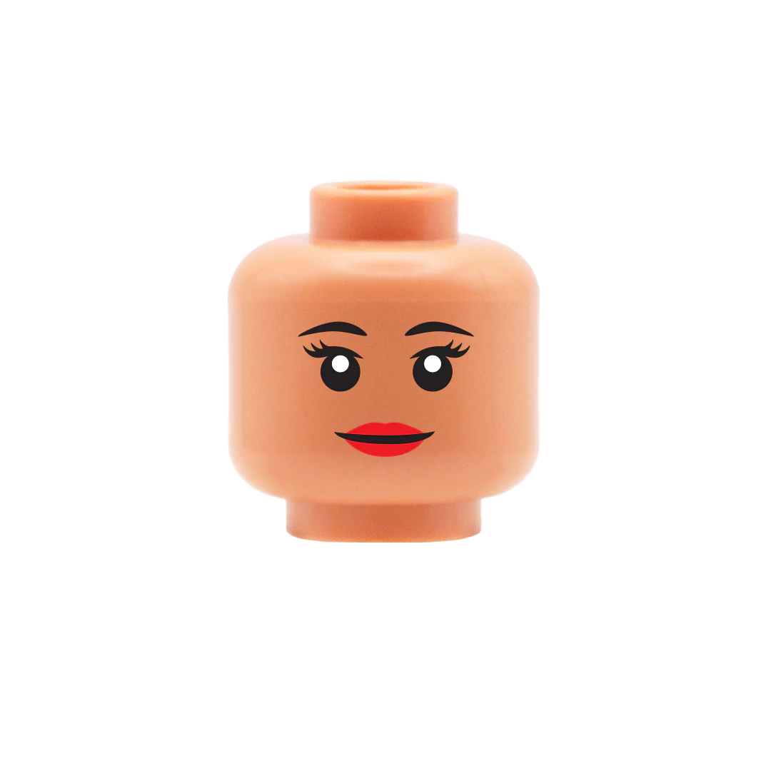 Smile, Red Full Lips - Custom Printed Minifigure Head - Image 4
