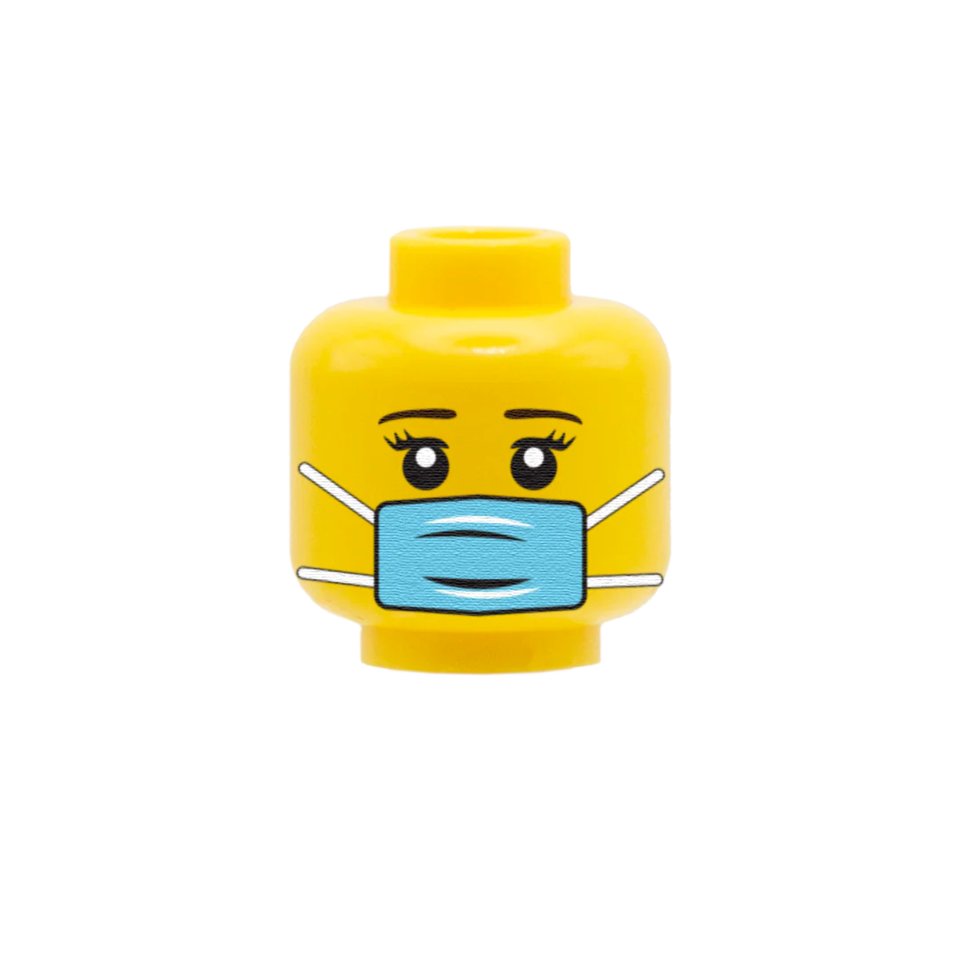Medical Mask, Long Eyelashes - Custom Minifigure Head - Image 2