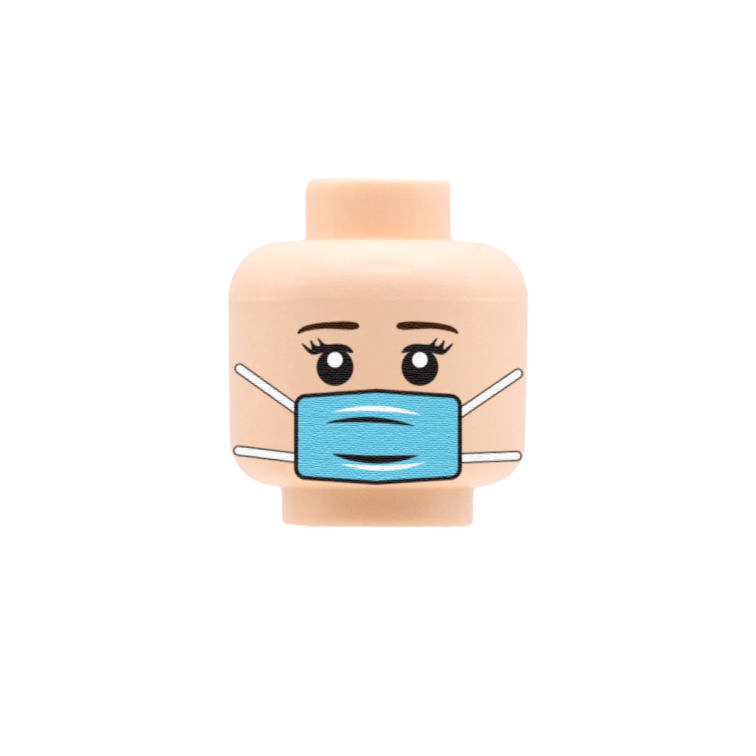 Medical Mask, Long Eyelashes - Custom Minifigure Head - Image 3