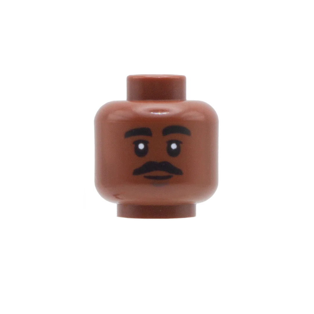 Moustache with Thick Eyebrows (Dark Flesh Head) - LEGO Minifigure Head