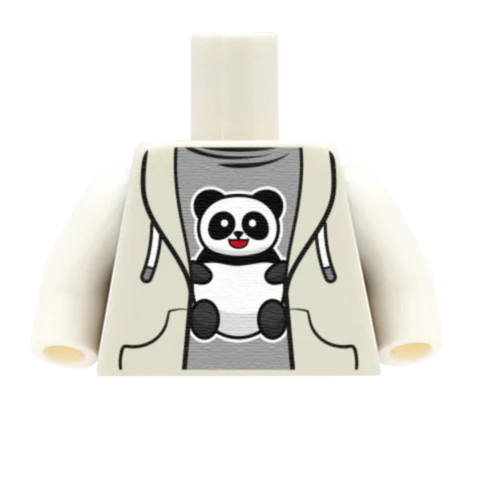 Panda Tee Under Hoodie - Custom Design Minifigure Torso