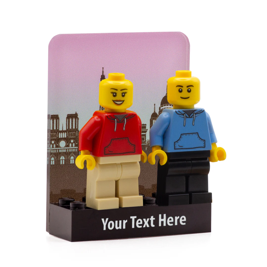 Paris Skyline Couples Display - Laser Cut Display with LEGO Brick - Image 2