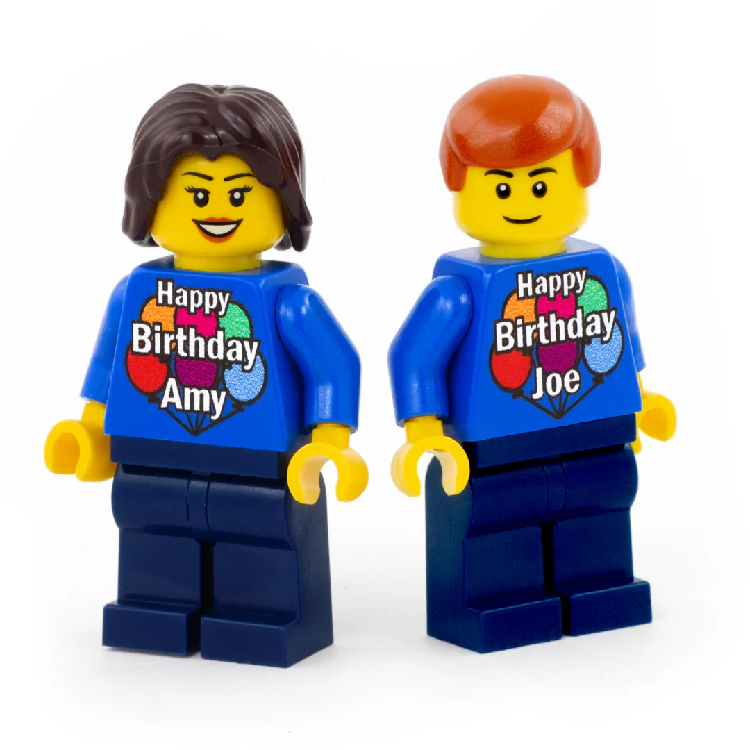 Personalised Happy Birthday Minifigure (No Hair) - Custom Design Minifigure