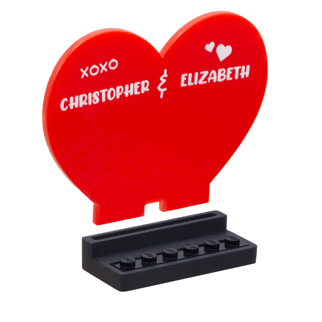 Personalised Heart Couples Display - Laser Cut Display with LEGO Stud Brick - Image 4
