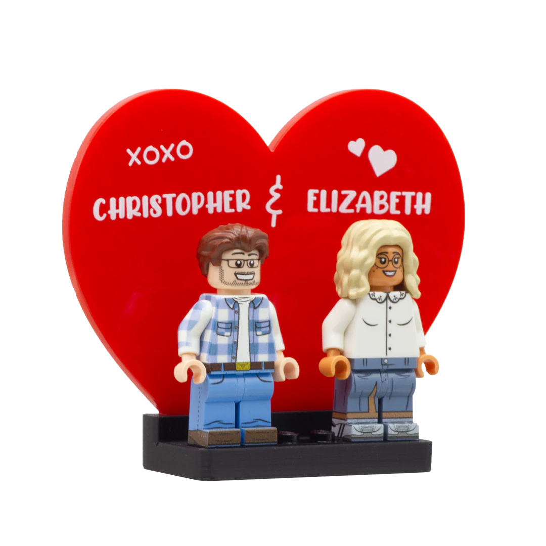 Personalised Heart Couples Display - Laser Cut Display with LEGO Stud Brick - Image 5