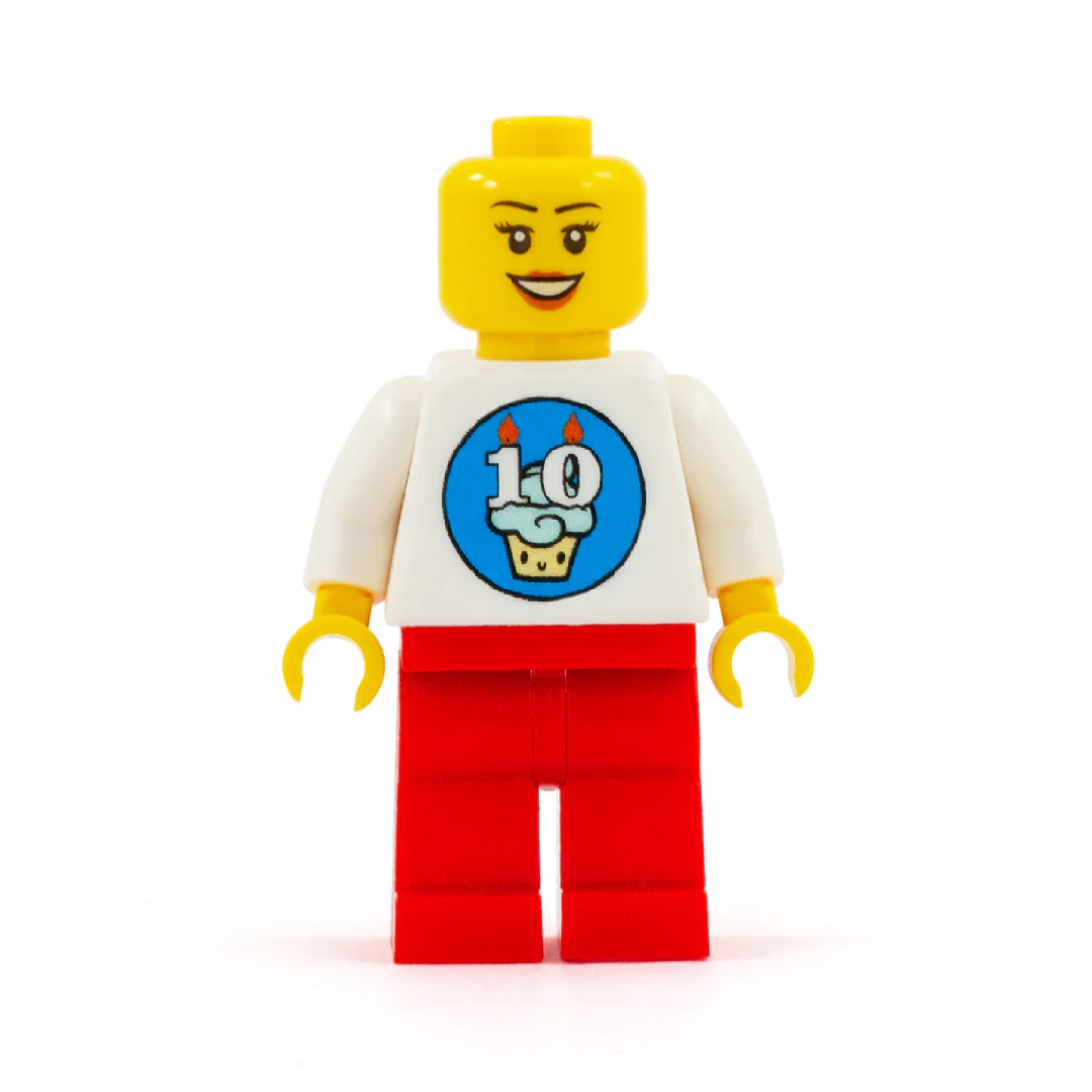 Personalised Minifigure with Customisable Birthday Cake Design (No Hair) - Custom Design Minifigure - Image 3