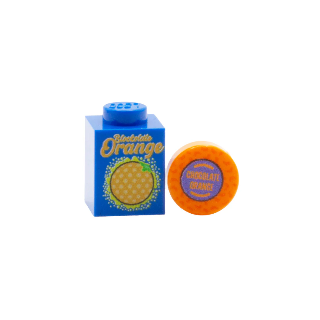 Pretend "Blockolate Orange" - Custom Design Minifigure Accessory (Plastic Toy)