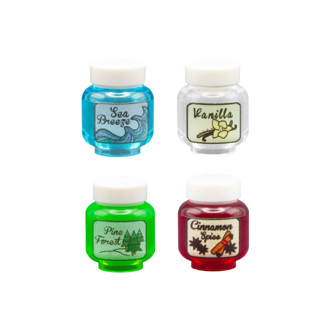 Pretend "Scented Candle" (Various Colours and Scents) - Custom Design Brick and 1 x 1 Round Tile (Plastic Toy)