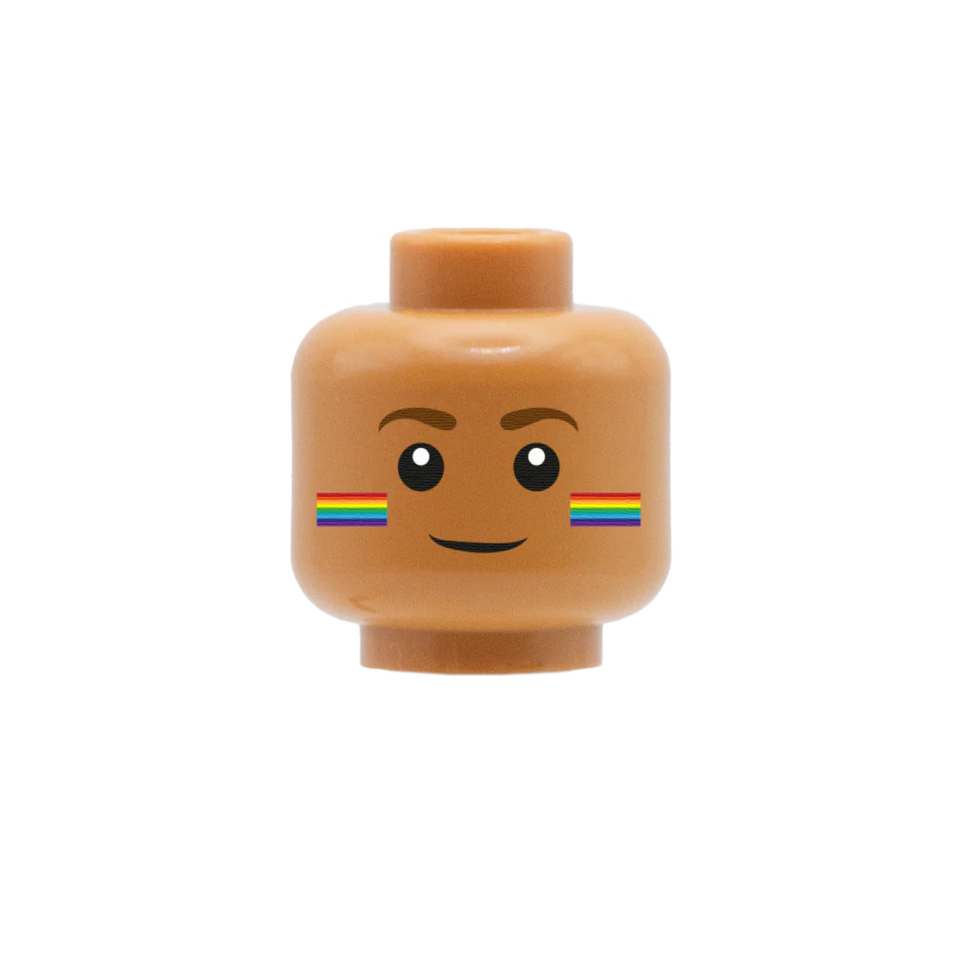 Rainbow Cheeks Smile - Custom Printed Minifigure Head - Image 4