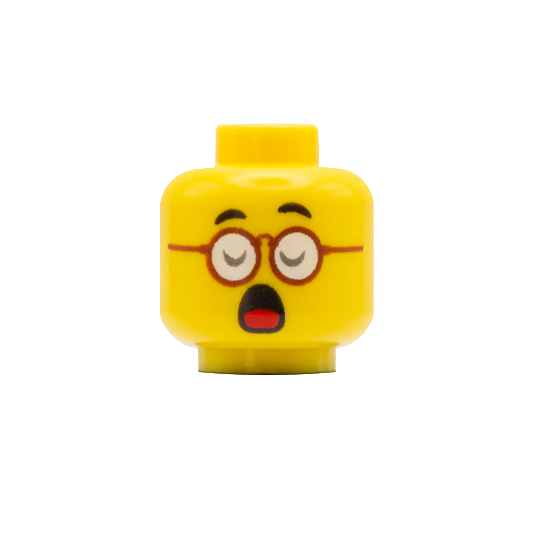 Red Glasses Smile / Yawn - LEGO Minifigure Head - Image 2
