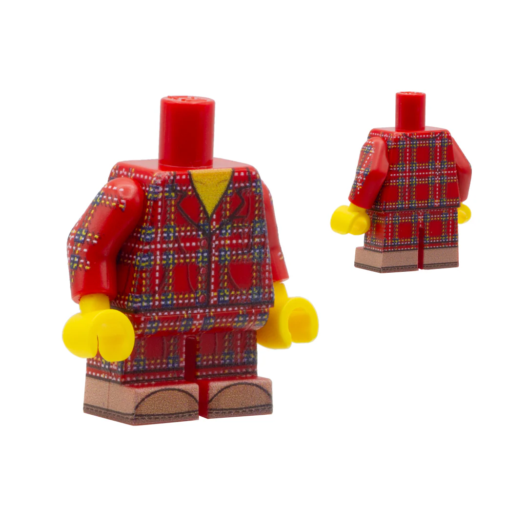 Short Leg Red Plaid Pyjamas (No Head or Hair) - Custom Design Minifigure Outfit