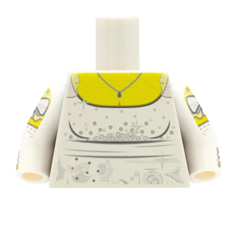 White Regency Vintage Dress Top - Custom Design Minifigure Torso