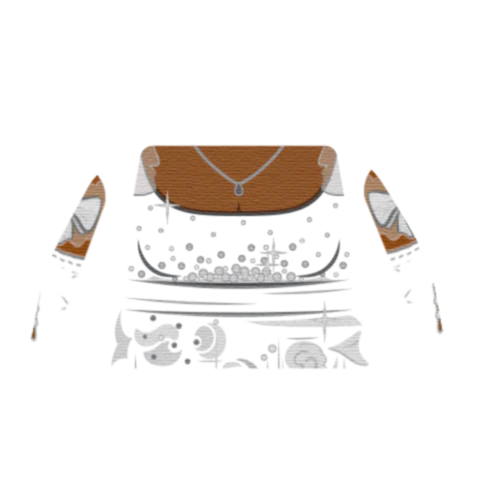 White Regency Vintage Dress Top - Custom Design Minifigure Torso - Image 6