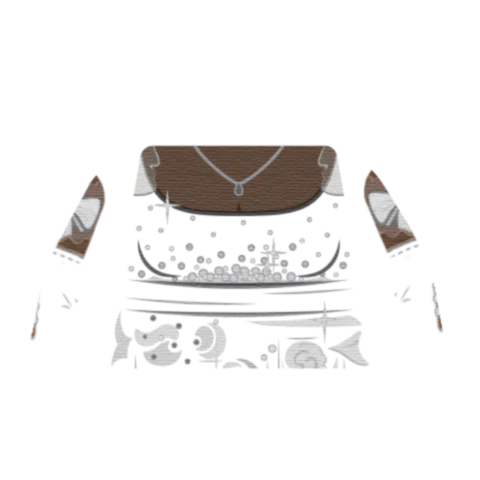 White Regency Vintage Dress Top - Custom Design Minifigure Torso - Image 7