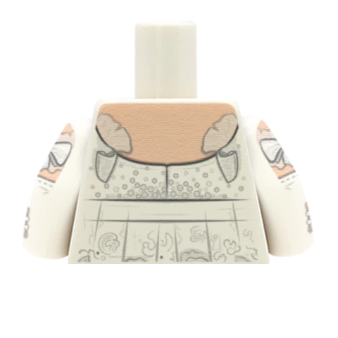 White Regency Vintage Dress Top - Custom Design Minifigure Torso - Image 9