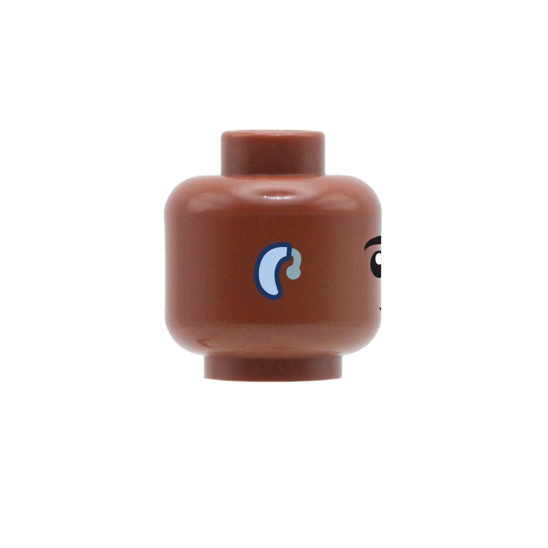 Regular Closed Smile with Hearing Aid - Custom Design Minifigure Head - Image 11