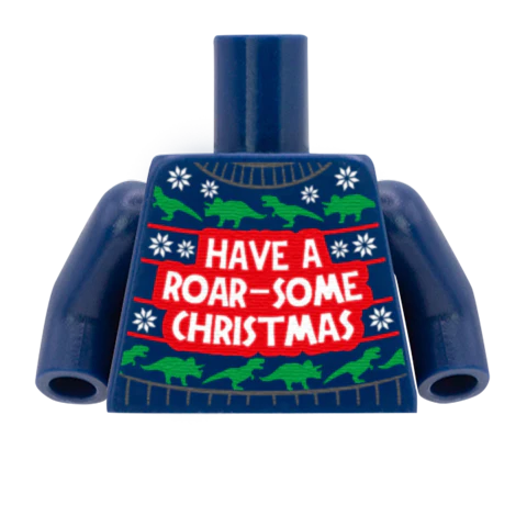 Roarsome Christmas Jumper - Custom Design Minifigure Torso