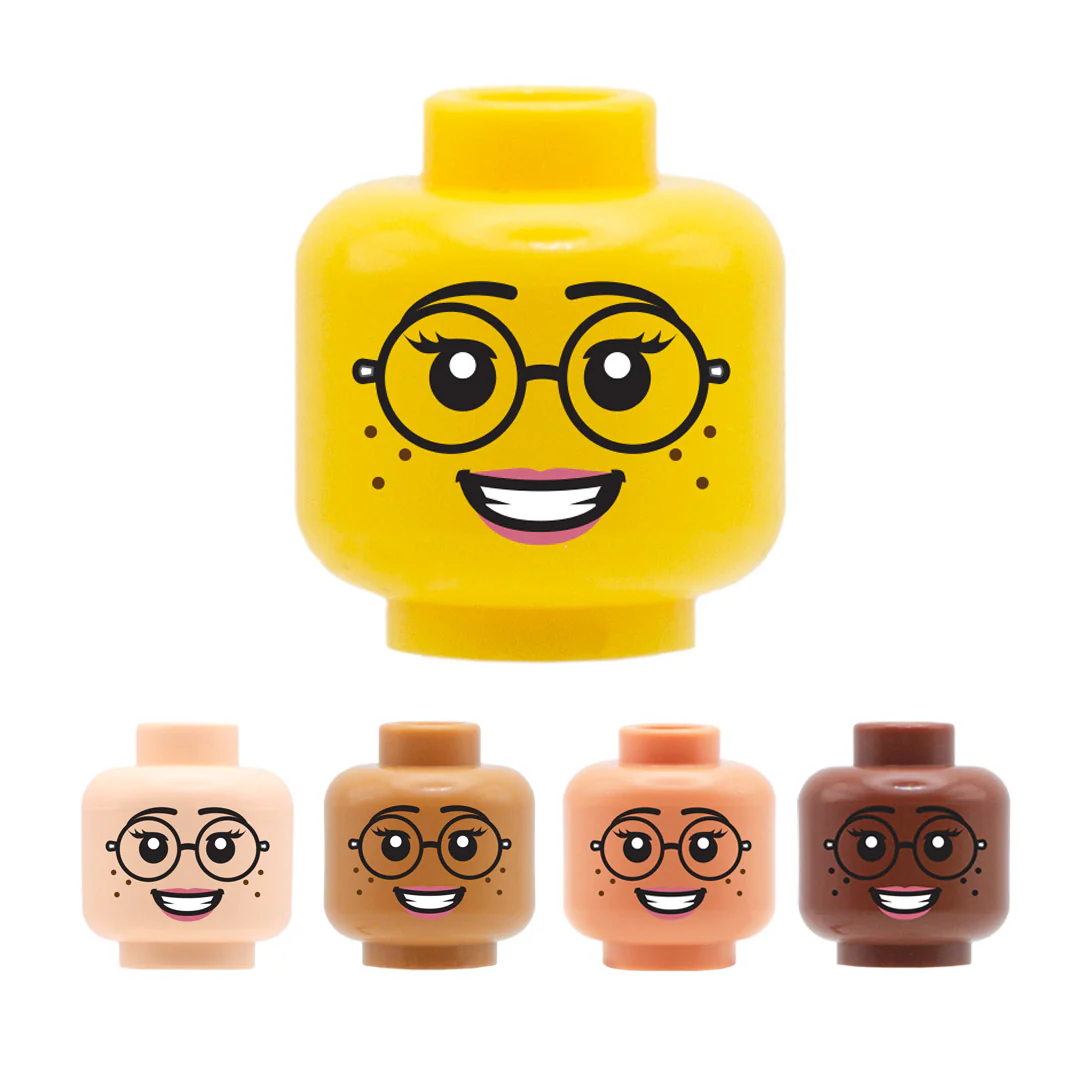 Round Glasses With Teethy Smile Freckles - LEGO Minifigure Head