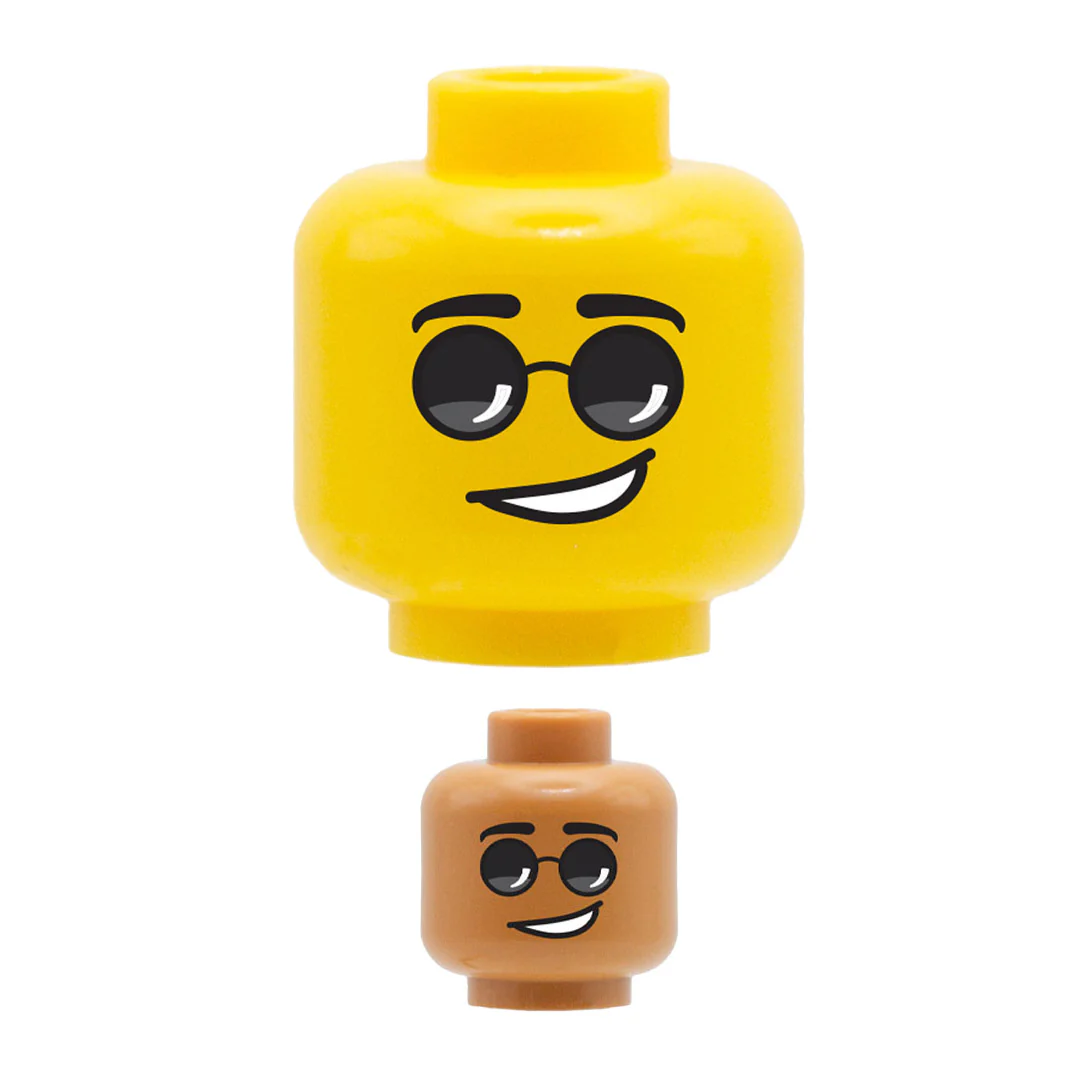 Round Sunglasses Smirk - Custom Minifigure Head