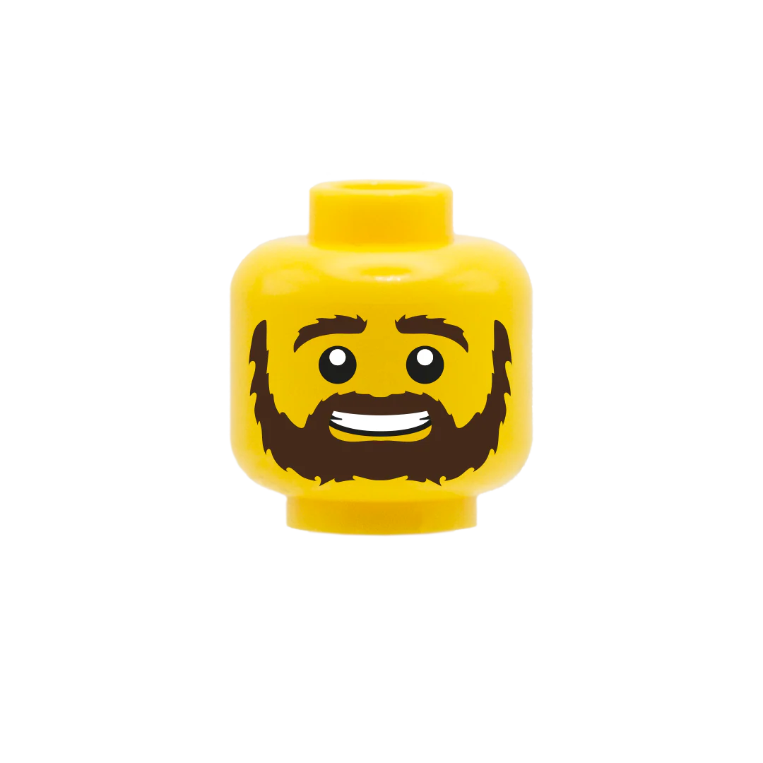 Shaggy Beard and Bushy Eyebrows - Custom Printed Minifigure Head - Image 2