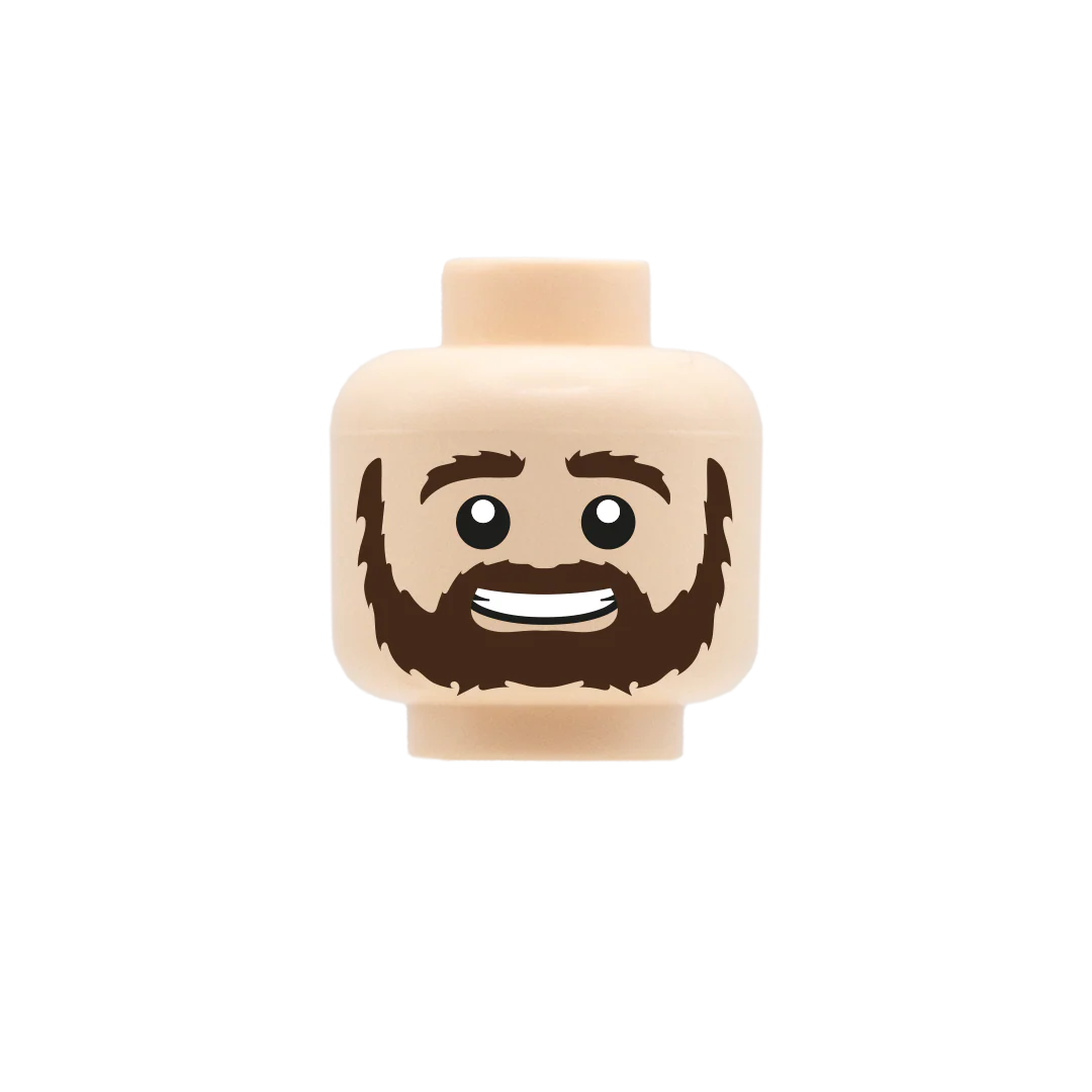 Shaggy Beard and Bushy Eyebrows - Custom Printed Minifigure Head - Image 3