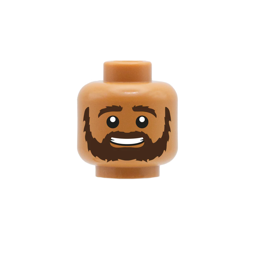 Shaggy Beard and Bushy Eyebrows - Custom Printed Minifigure Head - Image 4