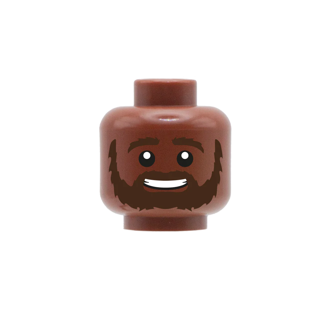 Shaggy Beard and Bushy Eyebrows - Custom Printed Minifigure Head - Image 5
