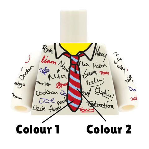 Signed School Leaver's Shirt (Customise Shirt & Tie Colours) - Custom Design Minifigure Torso