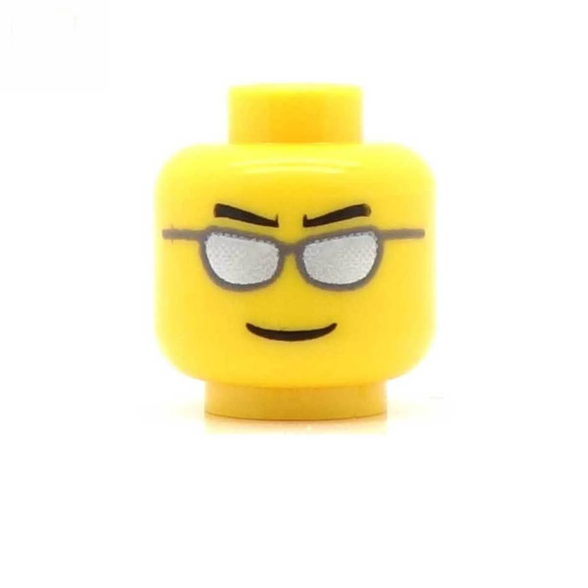 Silver Sunglasses (Yellow Skin Tone) - LEGO Minifigure Head