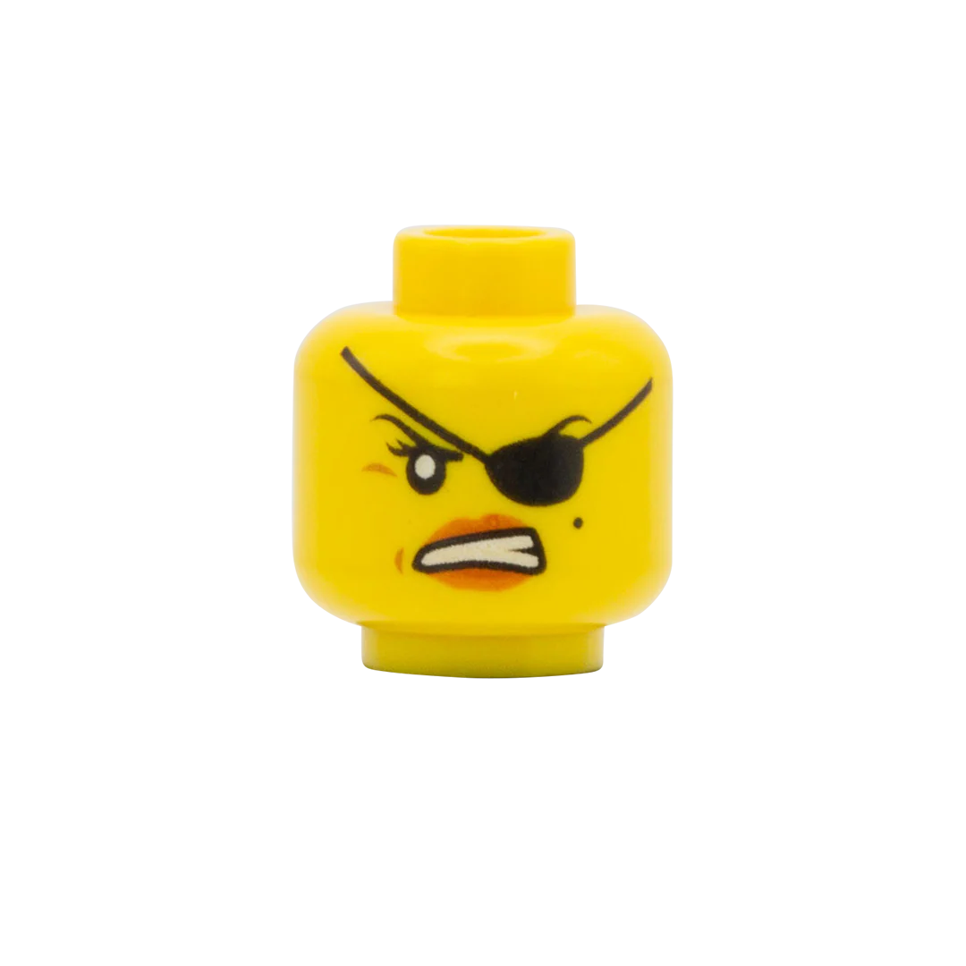 Eye Patch Smirk / Angry - LEGO Minifigure Head - Image 2