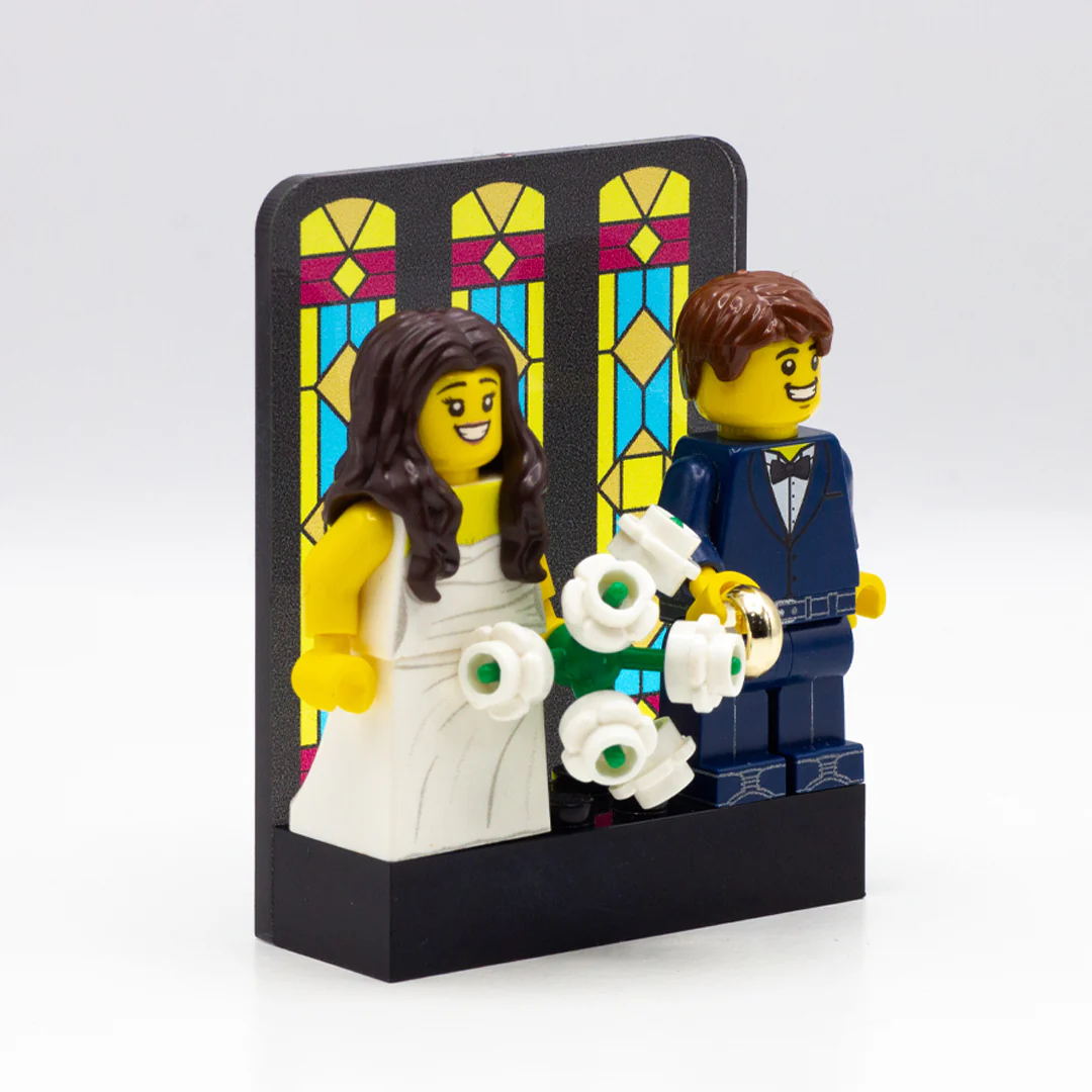 Stained Glass Couples Display - Laser Cut Display with LEGO Brick - Image 4