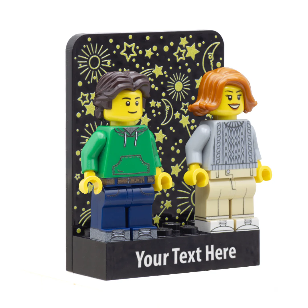 Stars and Moons Couples Display - Laser Cut Display with LEGO Brick - Image 2