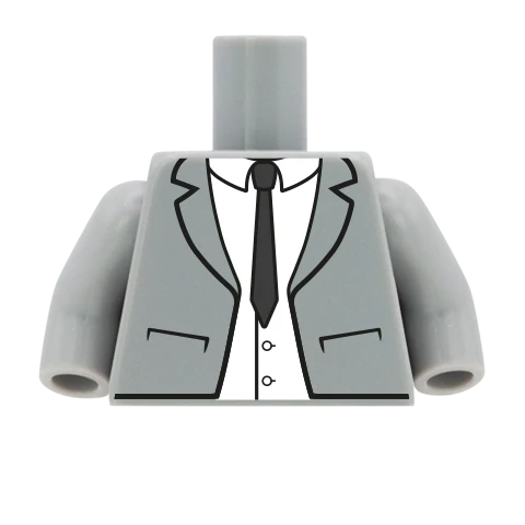 Suit Jacket with Thin Black Tie - Custom Design Minifigure Torso