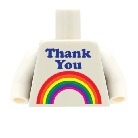 Thank You Rainbow Top - CUSTOM DESIGN MINIFIGURE TORSO