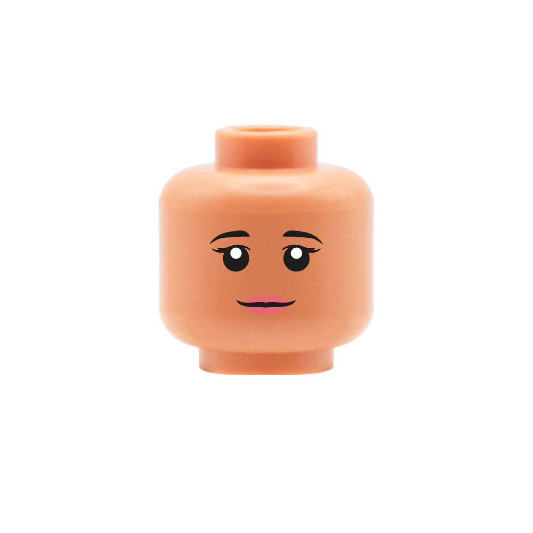 Thin Lipstick with Flicked Eyelashes with Hearing Aid - Custom Design Minifigure Head - Image 6