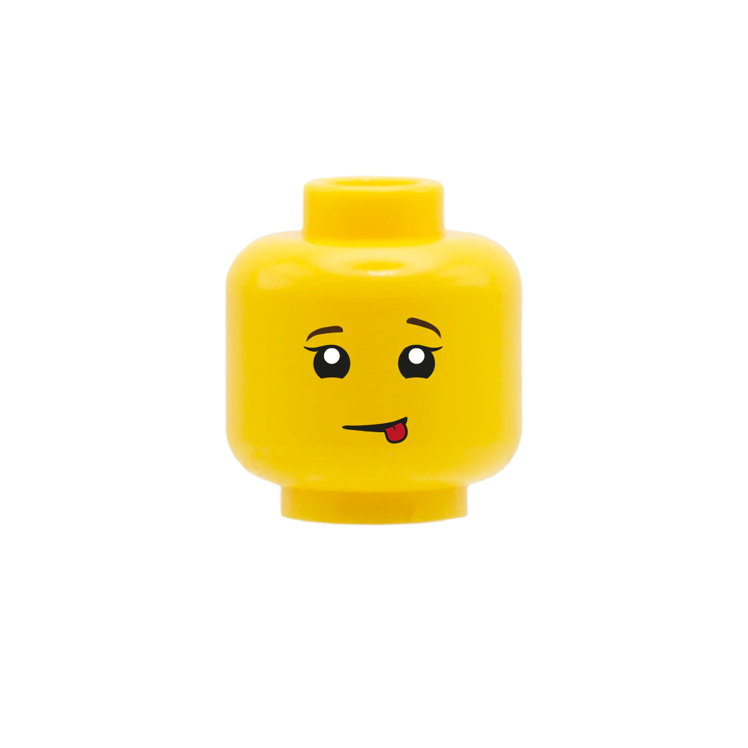 Child Head with Tongue Out Eyelashes - Custom Printed Minifigure Head - Image 2