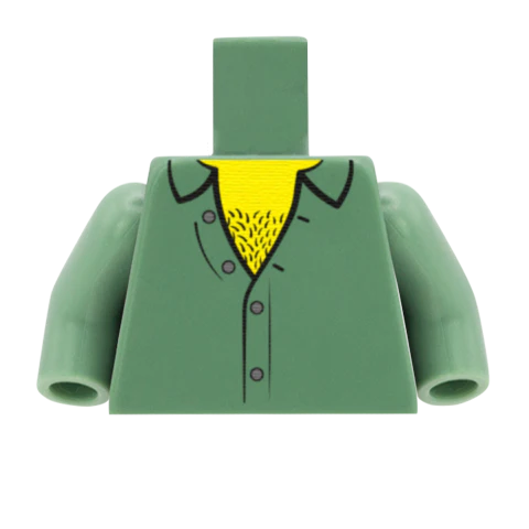 Very Open Shirt with Hairy Chest - Custom Design Minifigure Torso