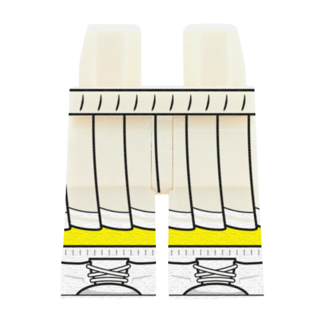 White Cheerleader Skirt (Various Skin Tones) - Printed Minifigure Legs