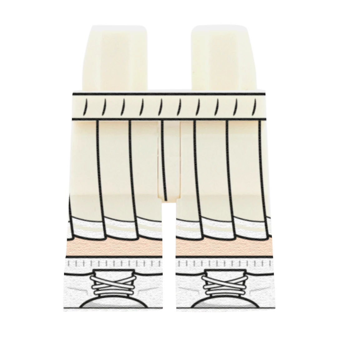 White Cheerleader Skirt (Various Skin Tones) - Printed Minifigure Legs - Image 2