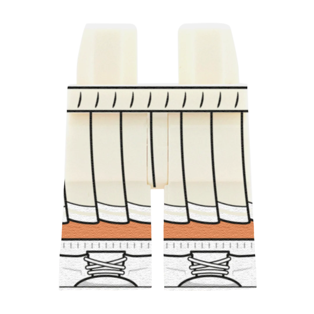 White Cheerleader Skirt (Various Skin Tones) - Printed Minifigure Legs - Image 3