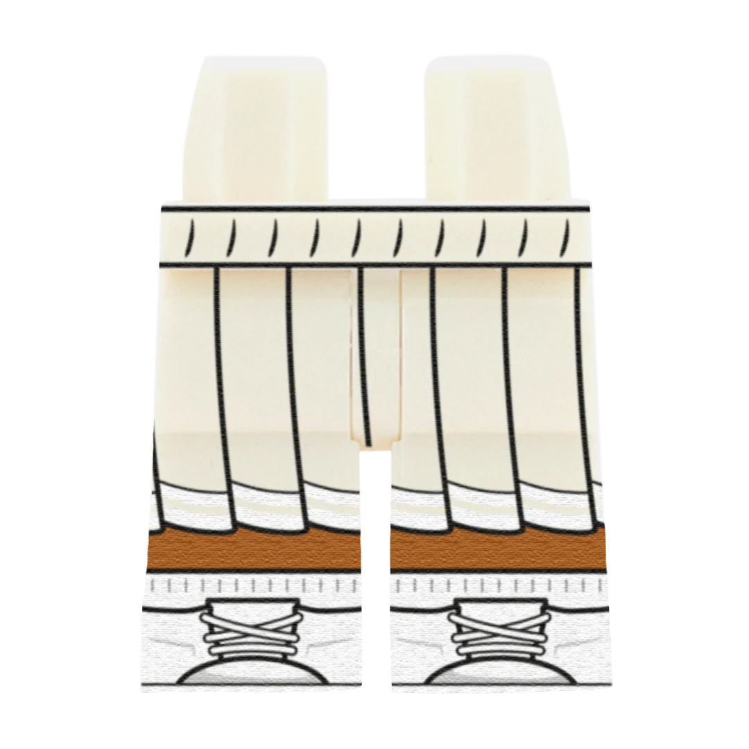 White Cheerleader Skirt (Various Skin Tones) - Printed Minifigure Legs - Image 4